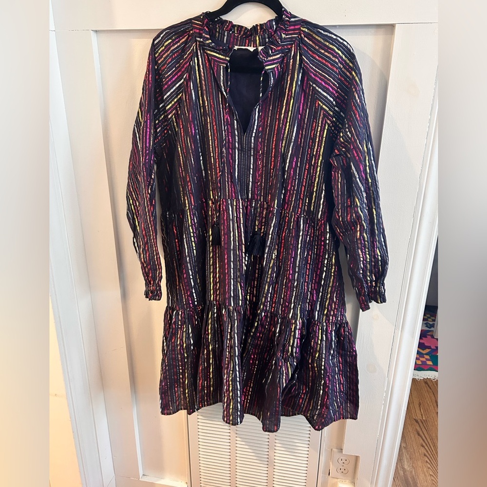 ROLLER RABBIT Rainbow Metallic stripe Lurex Janni Dress Large